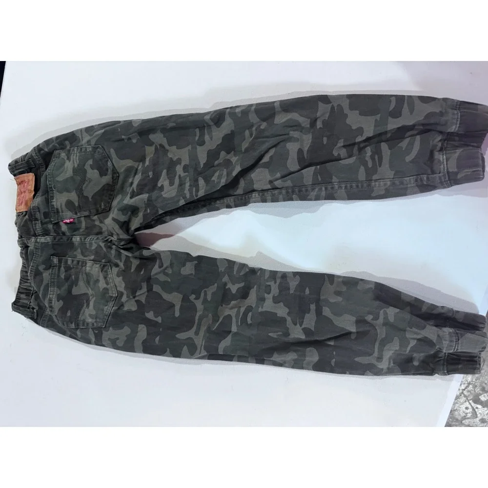Levis Kids Camo Jogger Pants Green Camouflage Size 8 Regular Stretch Waist